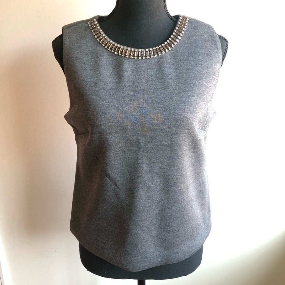 Cynthia Rowley Embellished Jewel Collar Blouse SzM